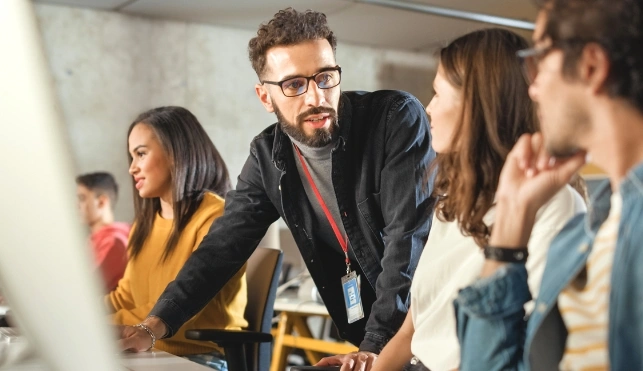 Group of employees chatting